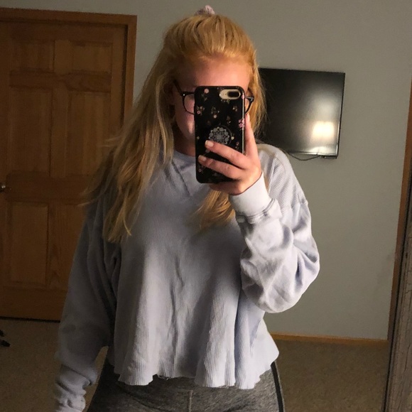 Brandy Melville Tops - Periwinkle waffle oversized tee